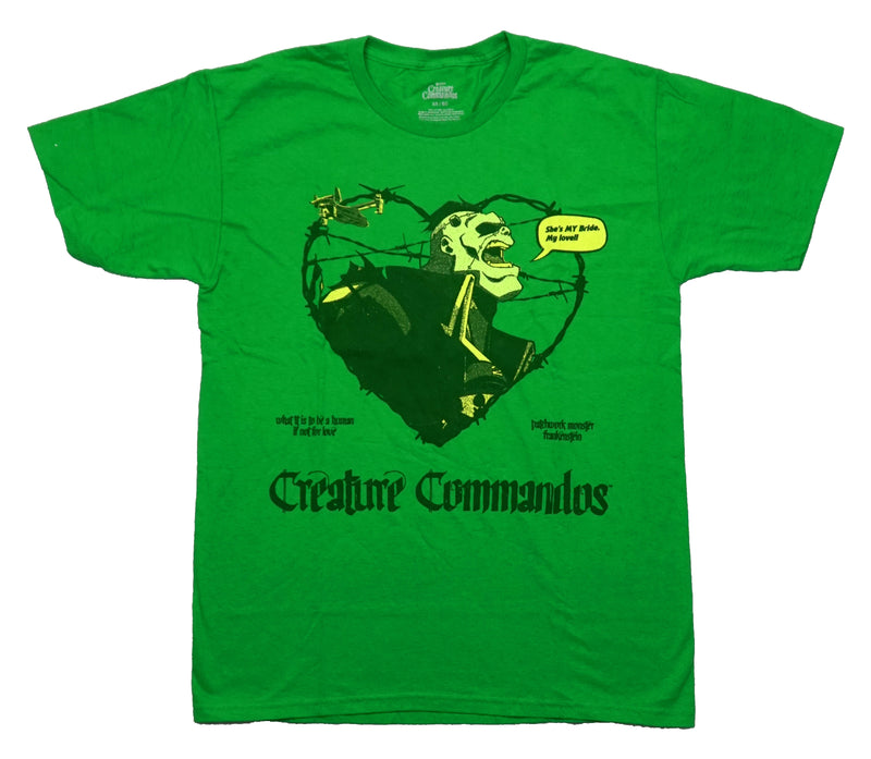 Creature Commandos Mens T-Shirt -  Eric Frankenstein Bobbed Wire Heart