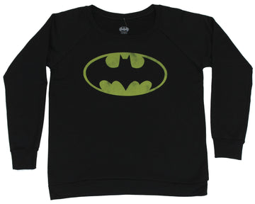 Batman Girls Juniors Pull Over Light Sweatshirt - Classic Distressed Bat Symbol