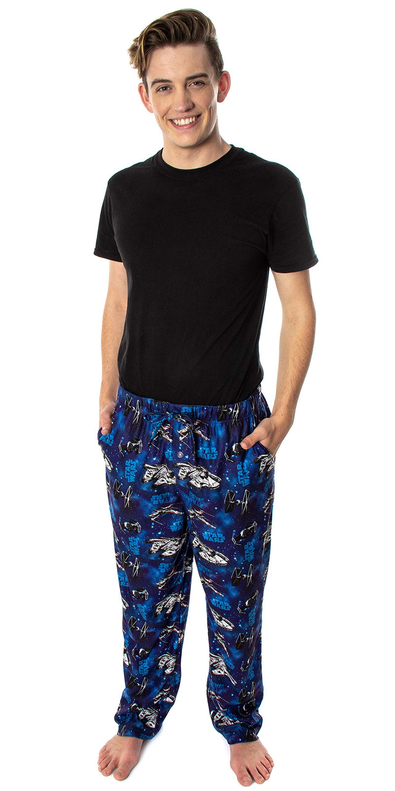 Star Wars Men's Millennium Falcon X-Wing Tie Fighter Allover Pattern Adult Sleep Lounge Pajama Pants