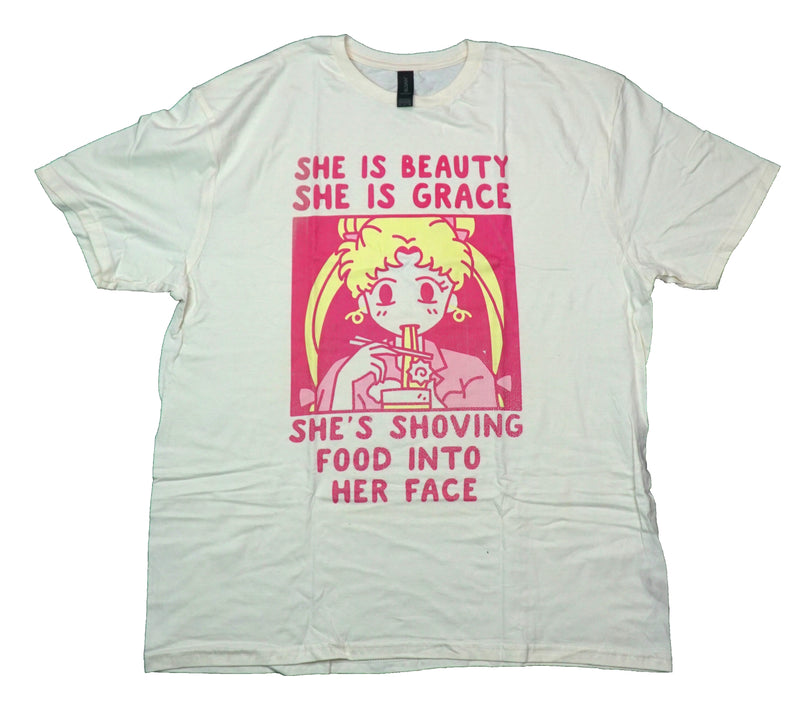 Anime Mens T-Shirt - Girl Eating Ramen She's Beauty, She's Grace...