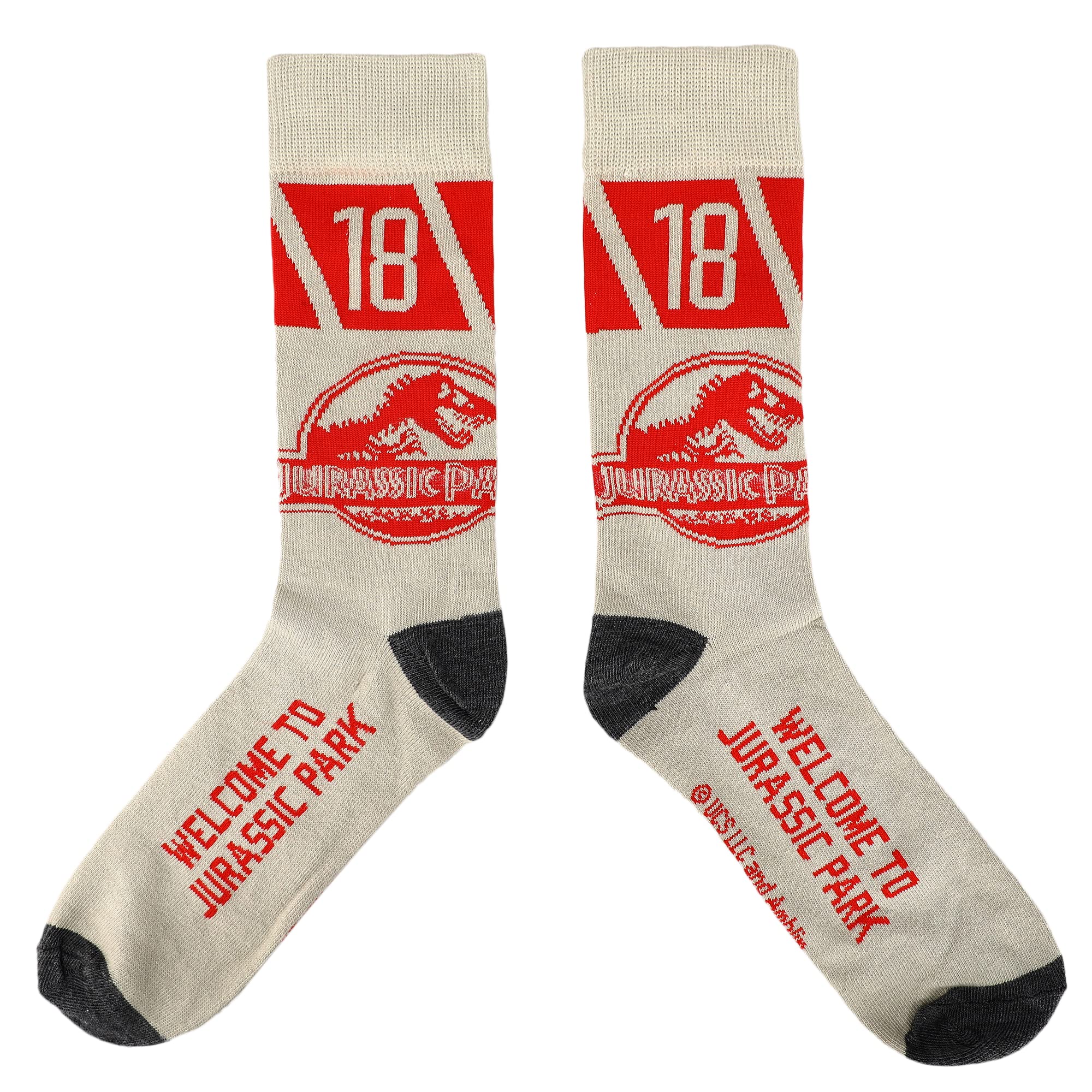 Bioworld Jurassic Park Mixed Art Logos Men's 5-Pack Casual Crew Socks