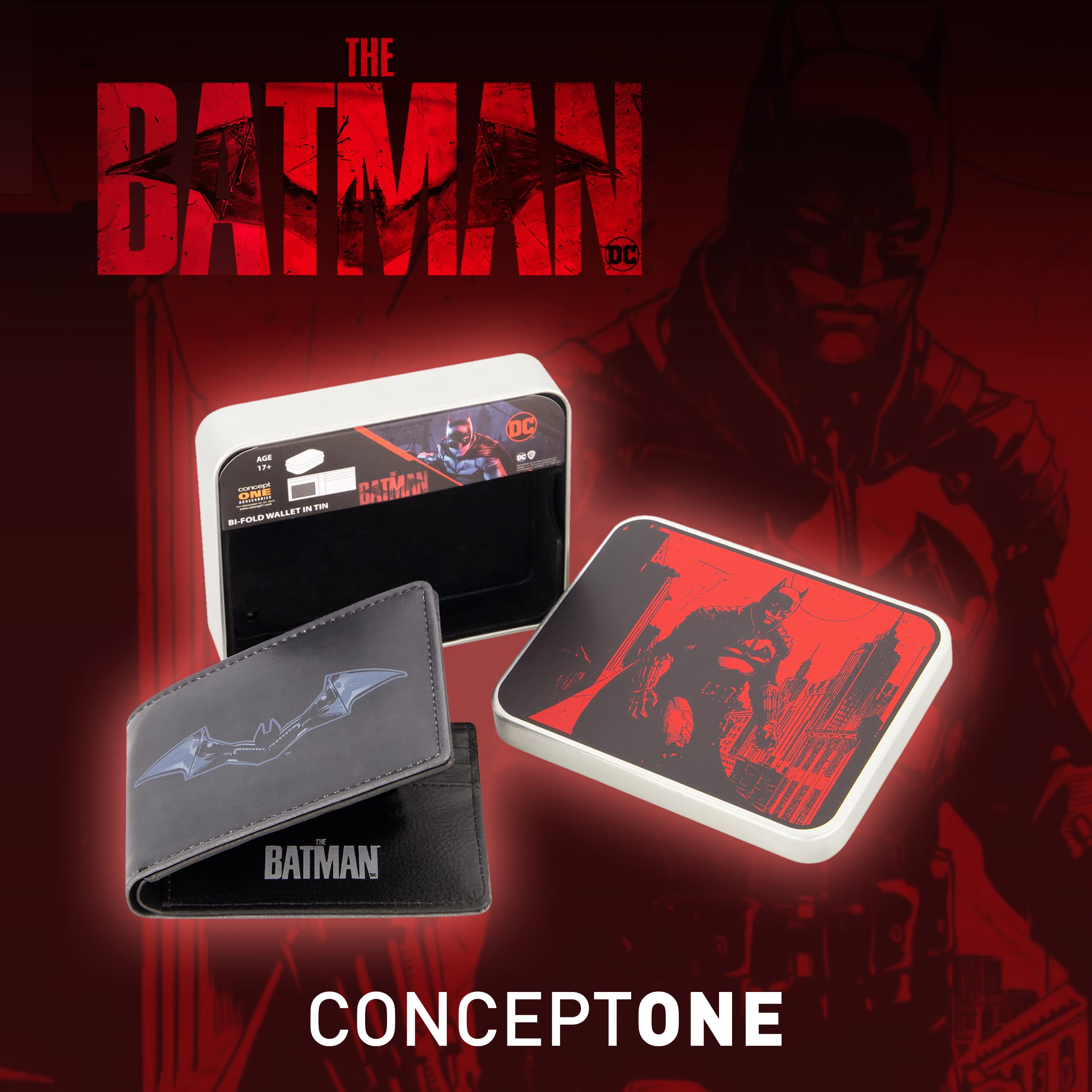 The Batman Bifold Wallet, Slim Wallet with Decorative Tin for Men and Women, Multicolor