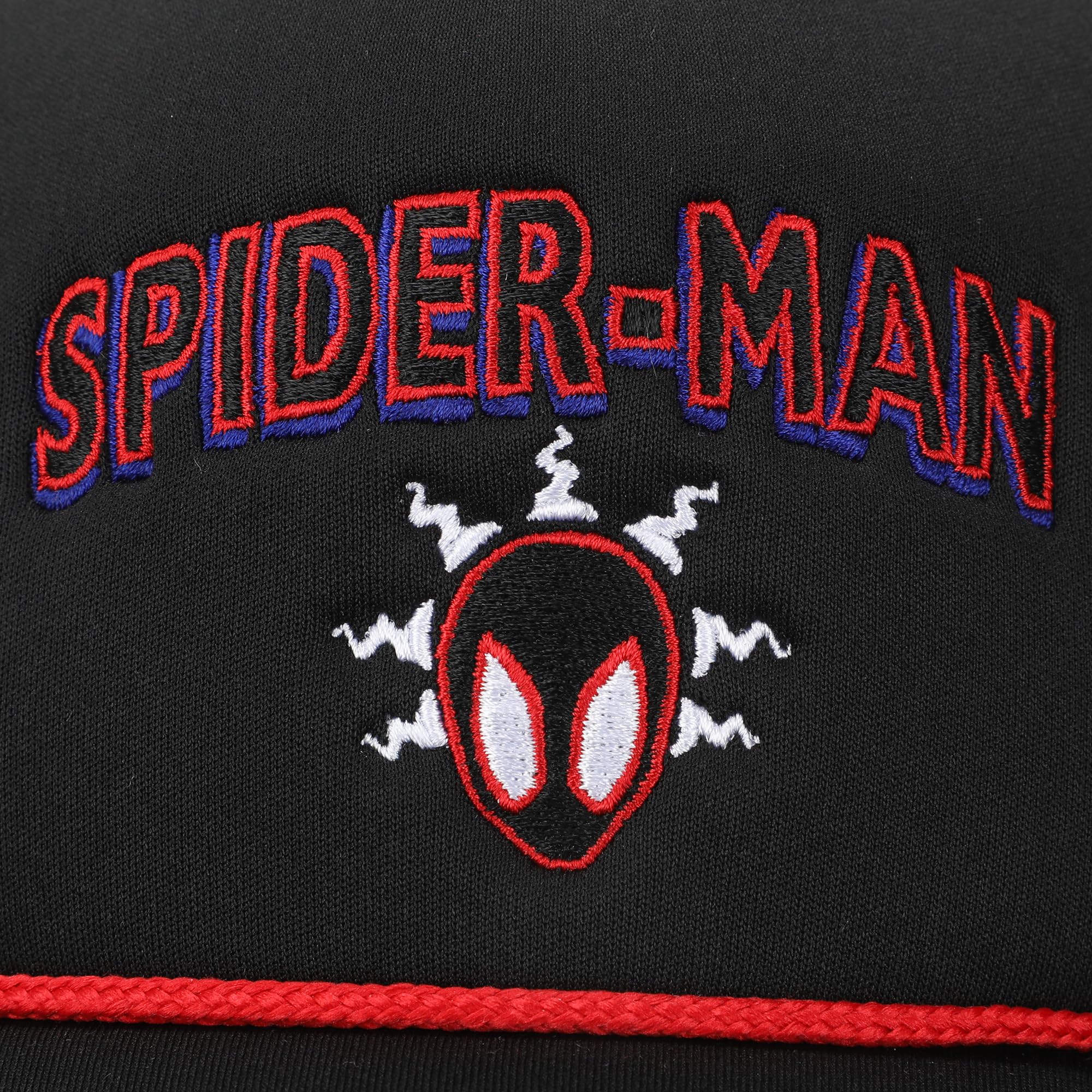 Spider-Man Into The Spider-Verse Miles Morales Spidey Sense Adult Black Trucker Hat