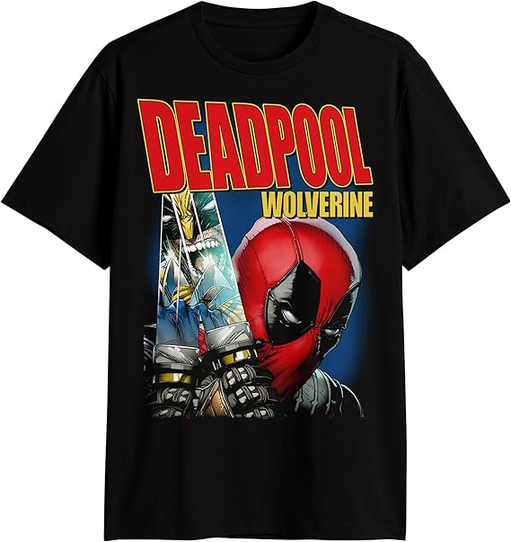 Deadpool & Wolverine Mens T-Shirt - Wolvy & Pool Reflect Upon Each Other 2 Sides