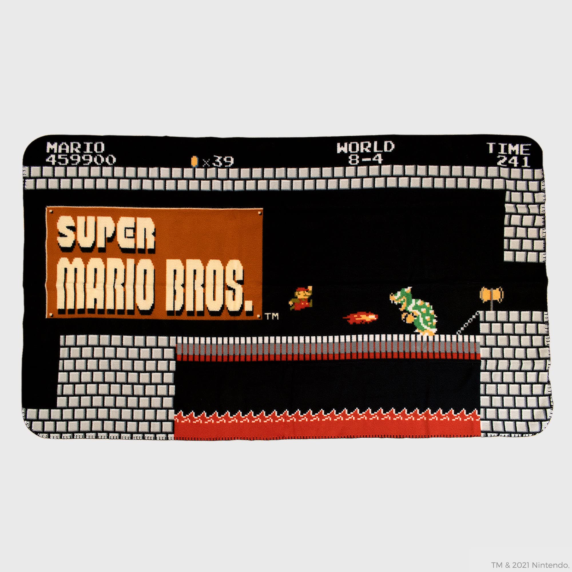 Culture Fly Super Mario Bros. NES Collector's Gift Box | Includes 7 Items - Foldable duffle bag, Pint glass, Bowser Beanie, Mario pipe sliding pin, Plush Blanket, Coaster set, & Mario decal sticker