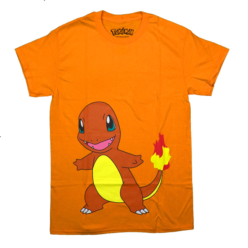 Pokemon Mens T-Shirt -Charmander Tail on Fire