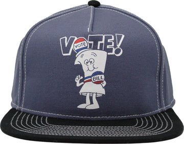Schoolhouse Rock Vote with Bill 5 Panel Structured Adjustable Adult Unisex Blue and Black Adult Unisex Flat Bill Snapback Hat