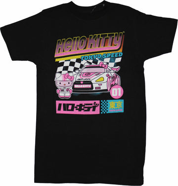 Hello Kitty Mens T-Shirt - Tokyo Speed Racing Kitty Kanji