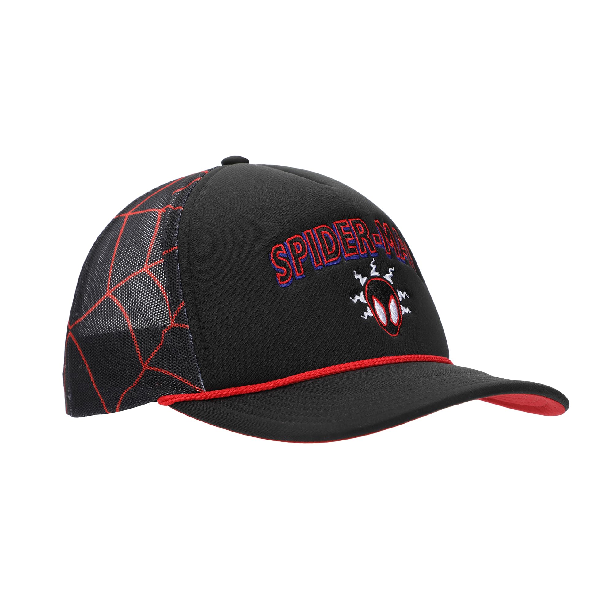 Spider-Man Into The Spider-Verse Miles Morales Spidey Sense Adult Black Trucker Hat