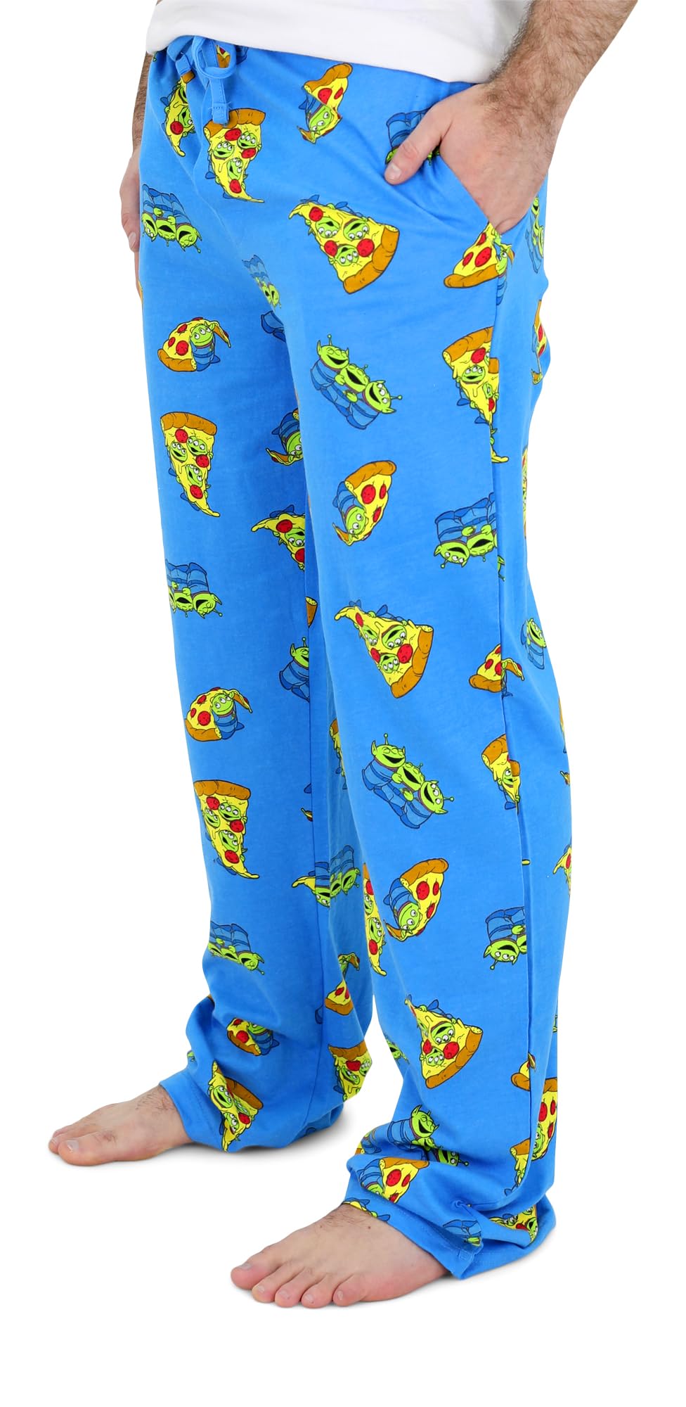 Disney Toy Story Pizza Planet Aliens PJ Pants Pajamas for Men - Elastic Waist, Pockets, Button Fly