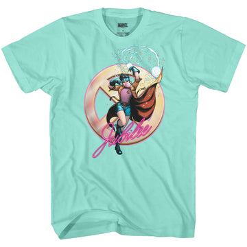 Marvel X-Men Crew Neck Unisex Adult Tees for Men & Women Jubilee Sparks Comics Short Sleeve T-Shirt