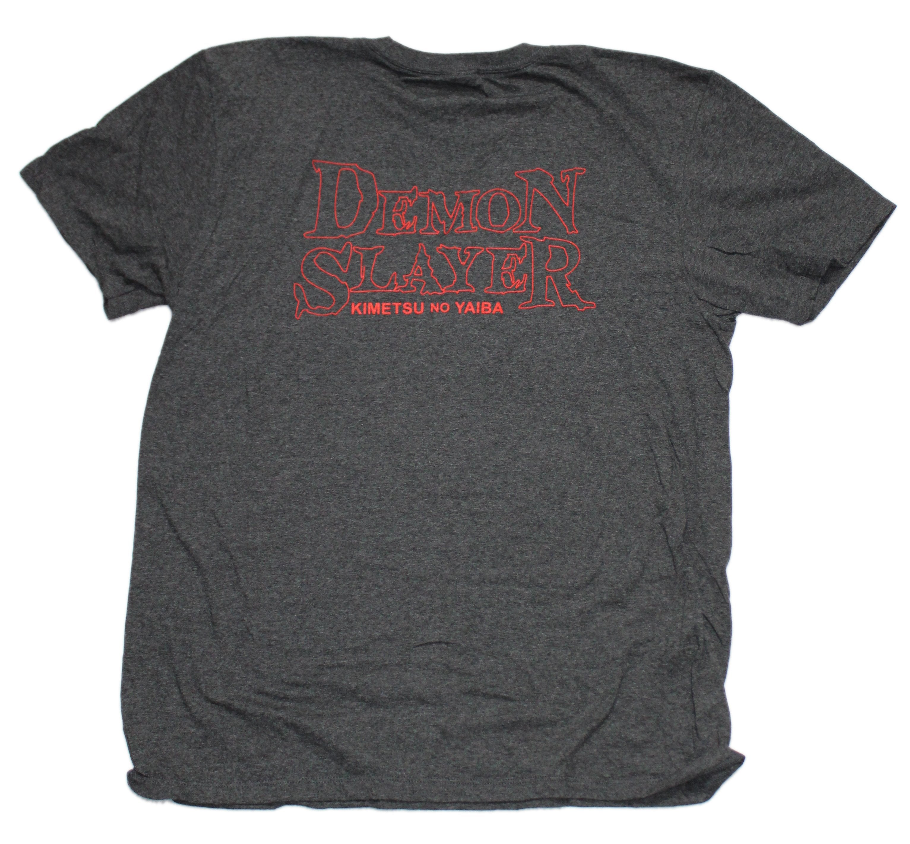Demon Slayer Mens T-Shirt  - Lapel Kanji Logo  Big Logo Back
