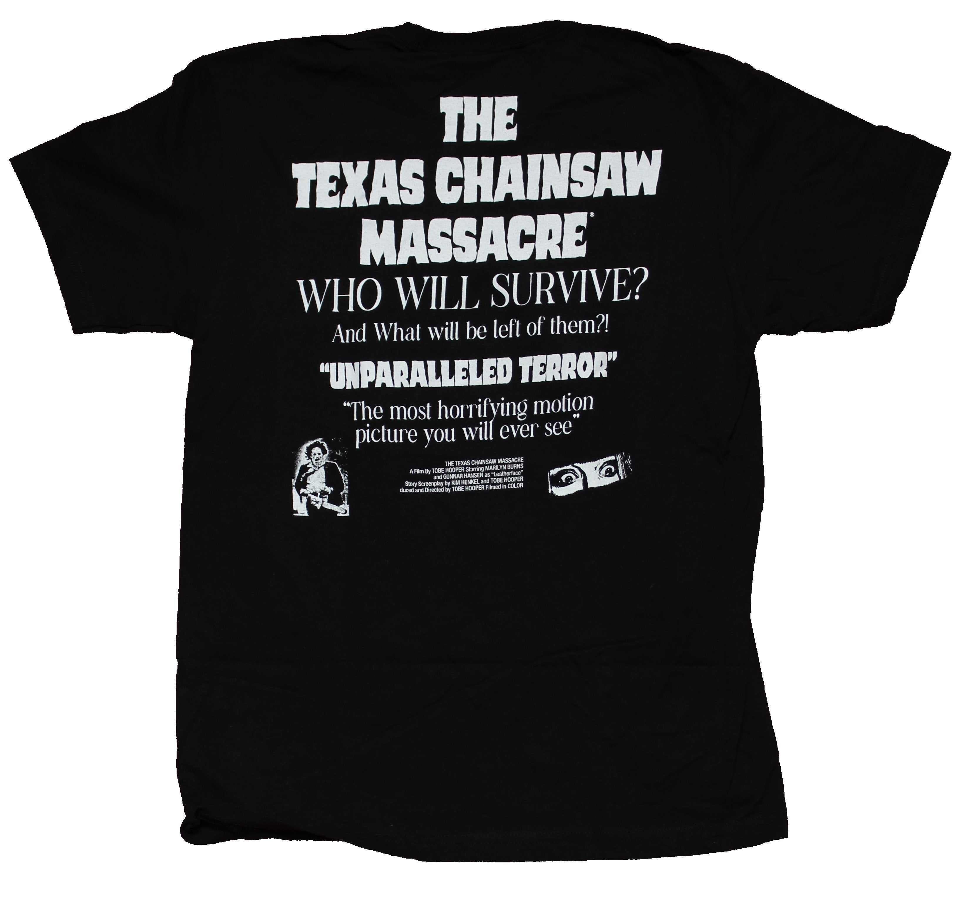 Texas Chainsaw Massacre Mens T-Shirt - Leatherface Closeup and Running