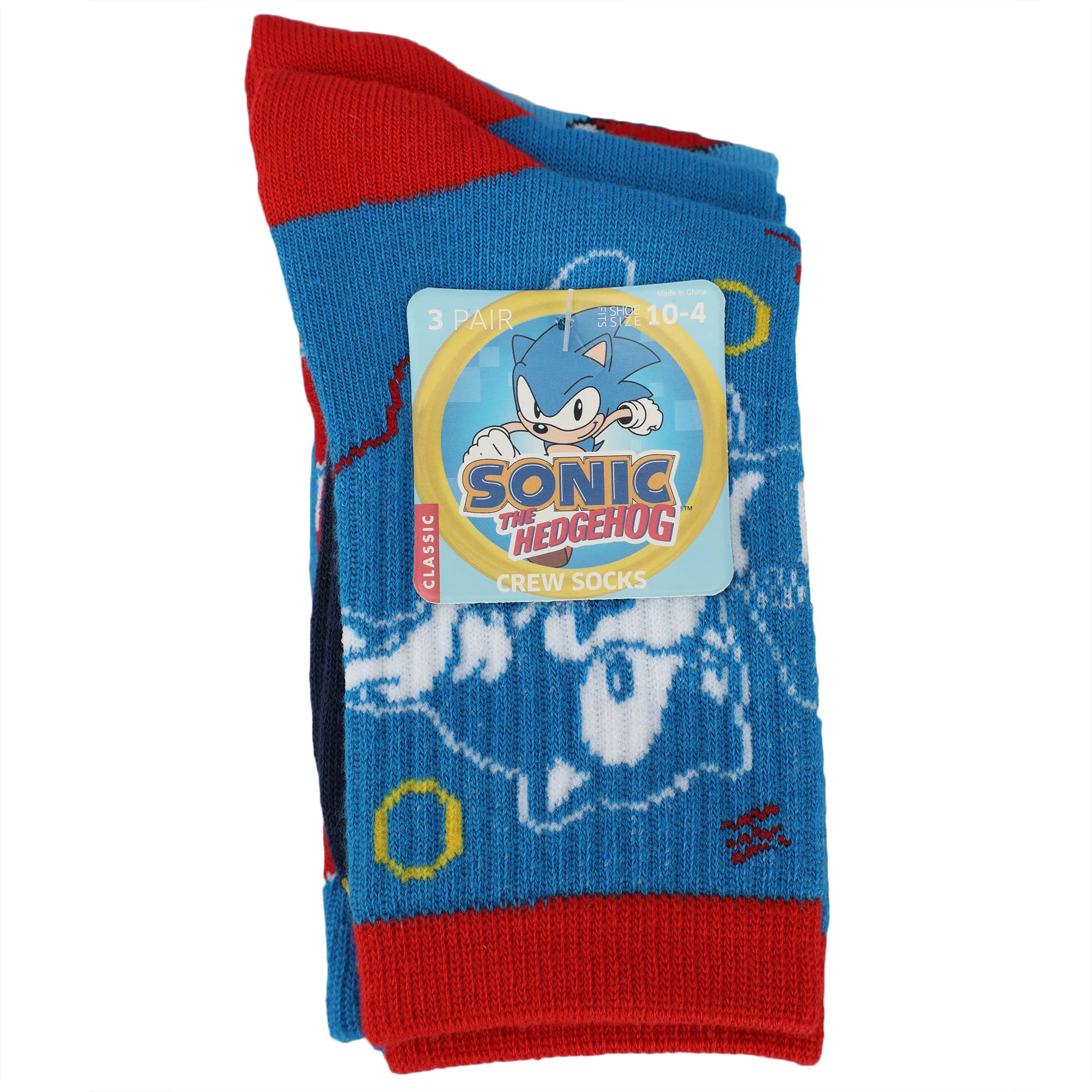Sonic The Hedgehog Kids Crew Socks (3-Pack) - Inmyparentsbasement.com