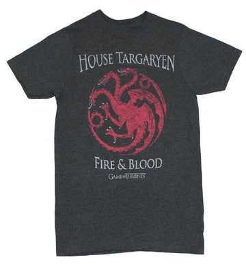 Game of Thrones Mens T-Shirt - House of Targaryen Distressed Crest Fire & Blood