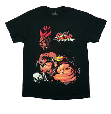 Street Fighter Mens T-Shirt - Ken Ryu Akuma Trio In Shadow Under Name