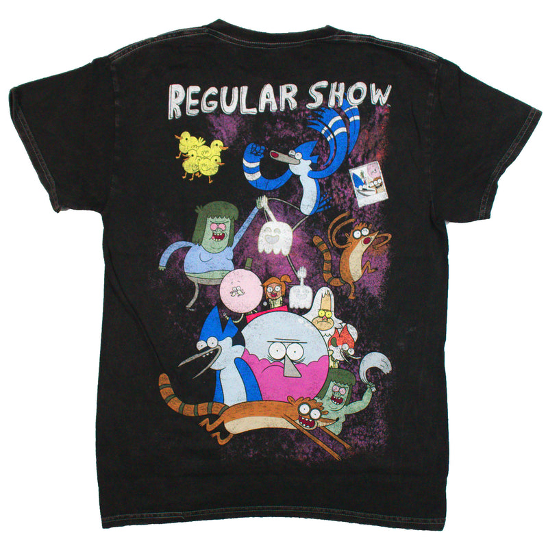 Regular Show Mens T-Shirt - Moredecai & Rigby Front Cast on Back