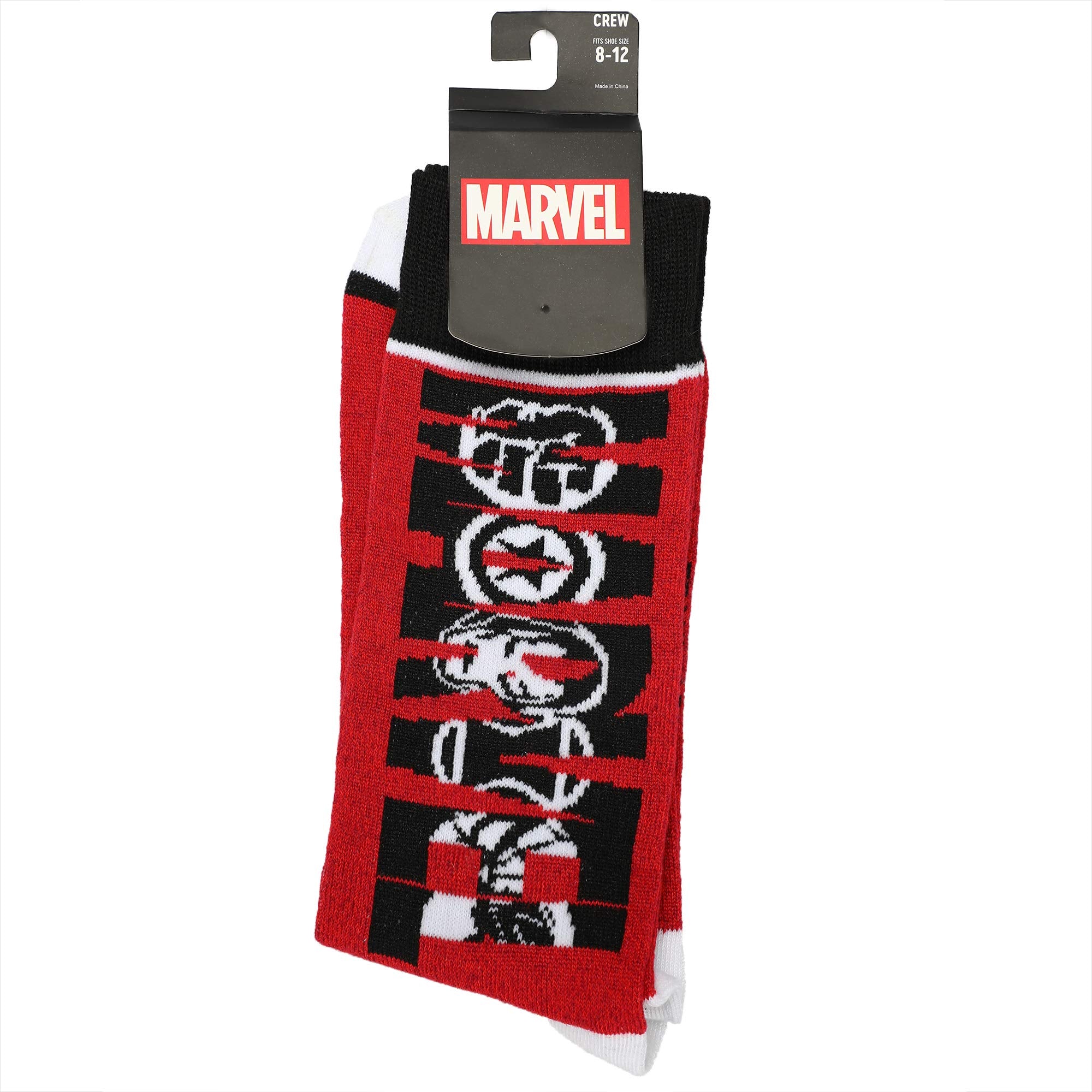 Marvel Comic Book Logo Superheroes Black Crew Socks