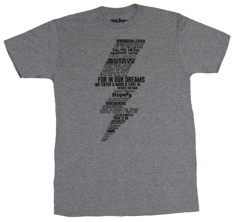 Harry Potter Mens T-Shirt - Potter Lighting Mark Made Up Of Words & Phrases