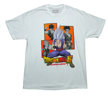 Dragon Ball Z Mens T-Shirt - Gohan Over Portraits with Orange Background