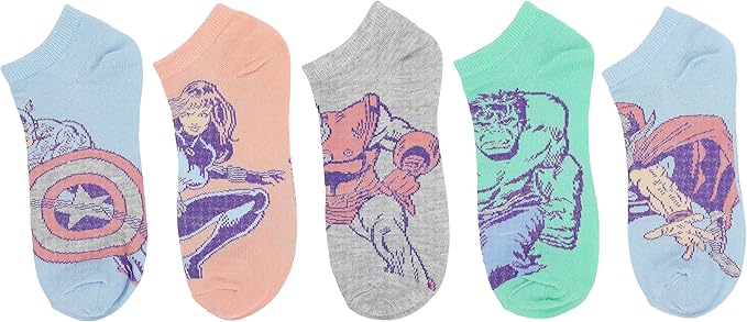 Bioworld Marvel Avengers Superheroes -  Adult-Female Modern 5 Pack Ankle Socks
