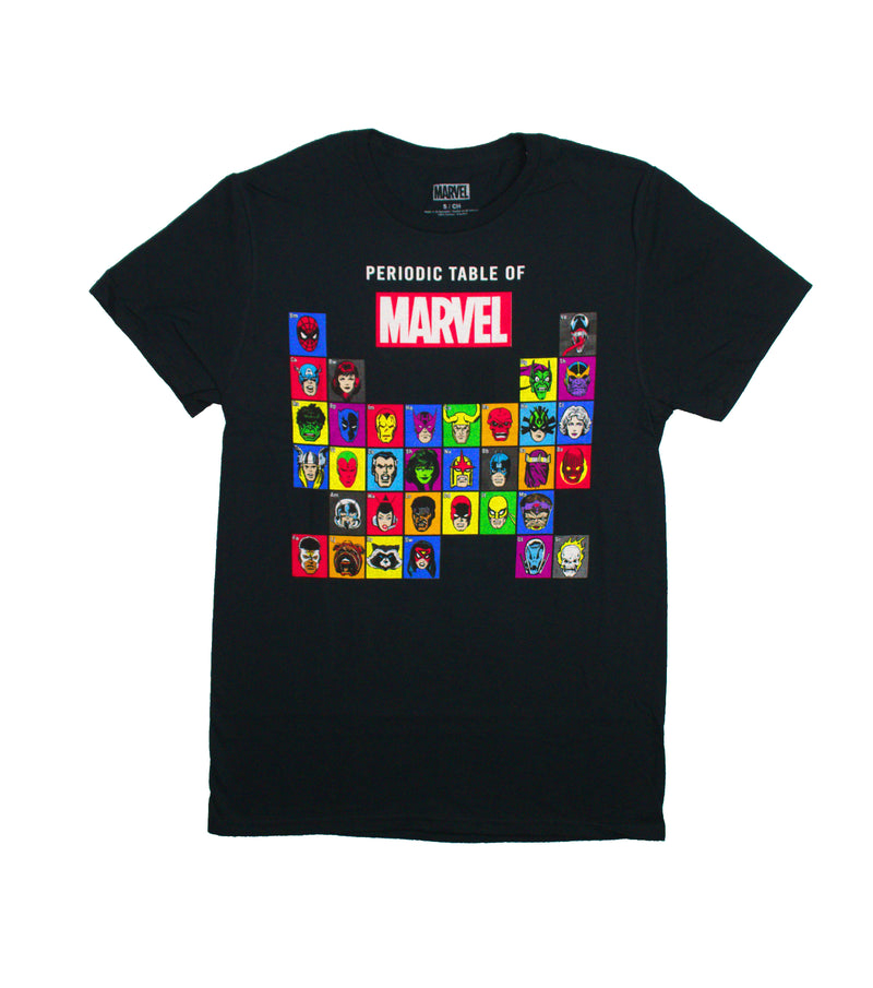 Marvel Mens T-Shirt - Periodic Table of Marvel Characters