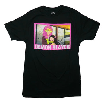 Demon Slayer Mens T-Shirt - Mitsuri Consoling Nezuko In Pink Frame
