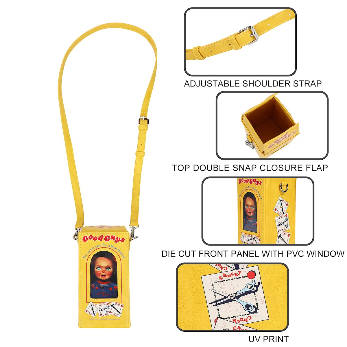 Chucky Doll Box Women's Yellow Novelty Crossbody Handbag