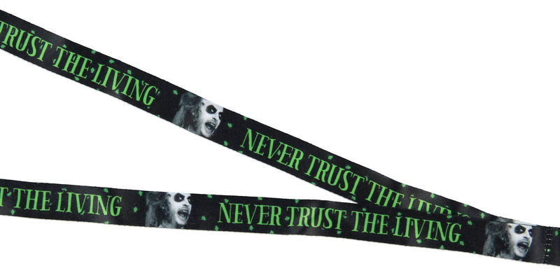 Beetlejuice Never Trust The Living Lanyard ID Holder with Rubber Charm and Collectible Sticker