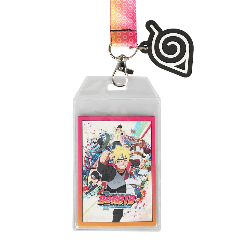 Bioworld Boruto Konoha Village Symbol Pink And Yellow Lanyard