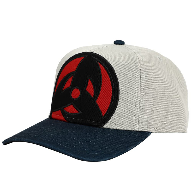 Bioworld, Naruto Anime Kakashi Sharingan Character Billboard Logo Embroidered Snapback Hat for Men White