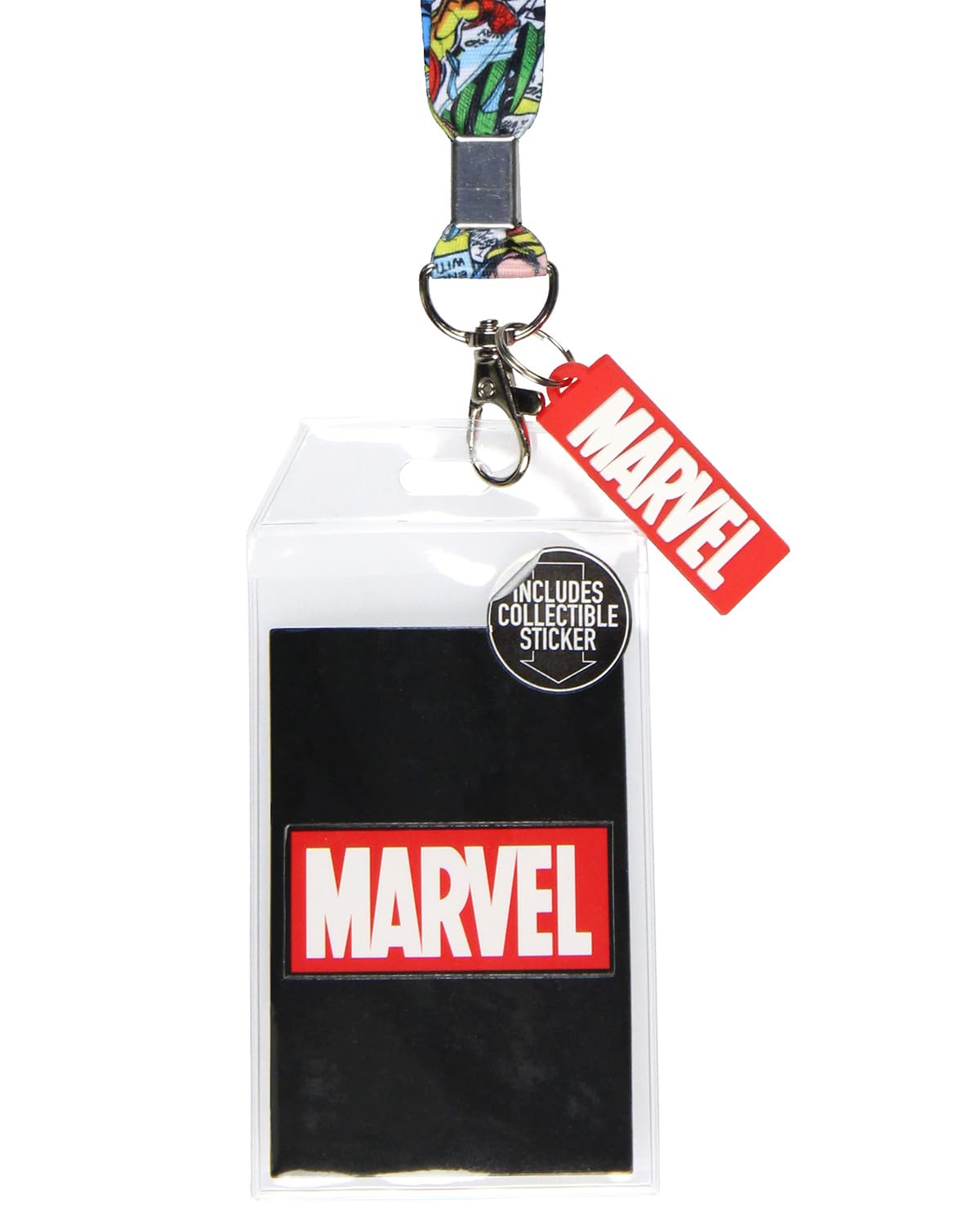 Marvel Comic Book Graphic Lanyard ID Badge Holder and 2" Rubber Charm
