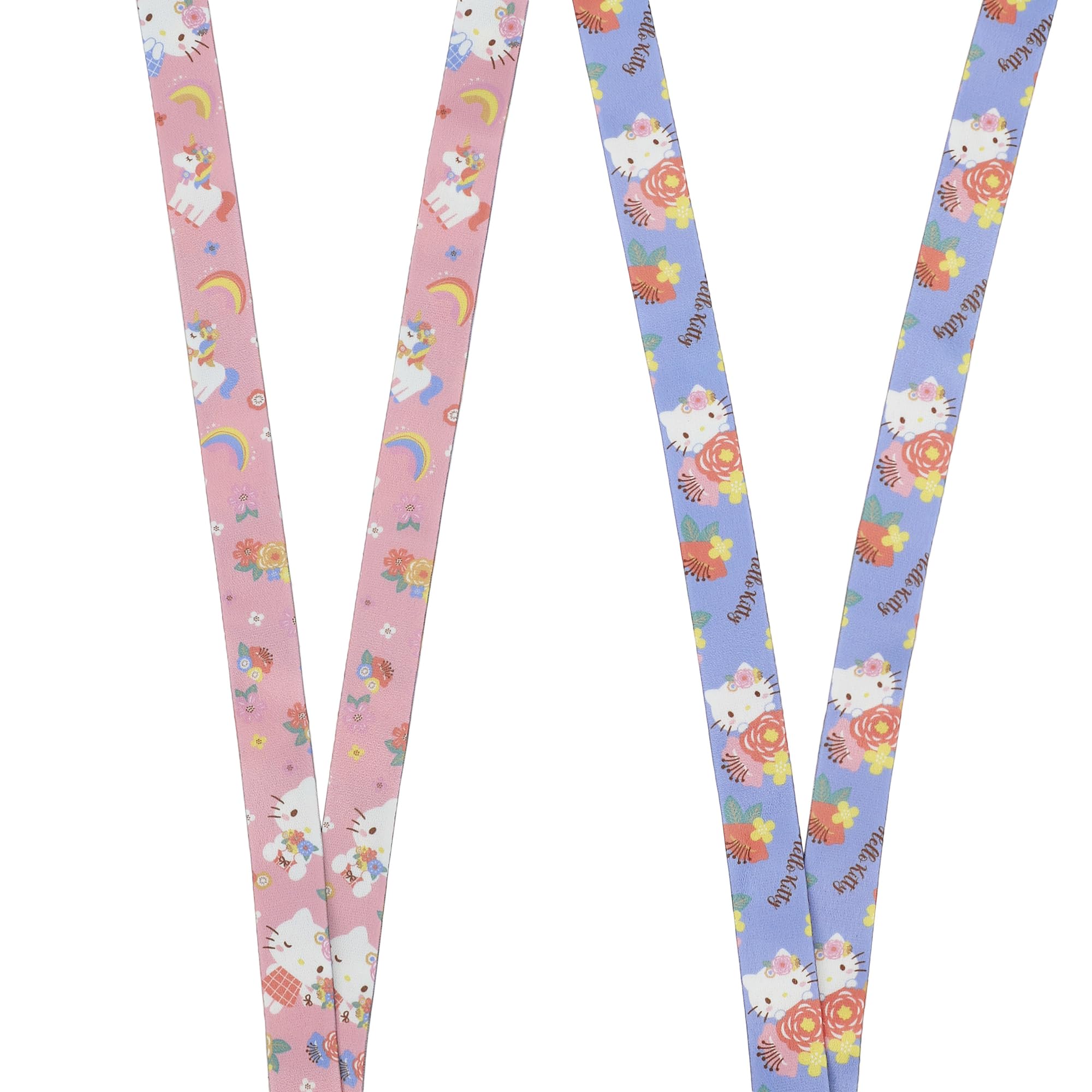 Hello Kitty Flowers 22" Blue & Pink Lanyard with ID Sleeve