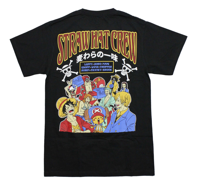 One Piece Mens T-Shirt -Thousand Sunny Ship on Front Straw Hat Crew Back