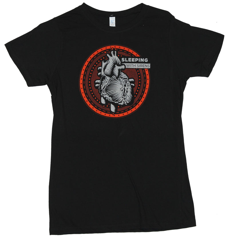 Sleeping With Sirens Girls Juniors T-Shirt - Circle Heart Image