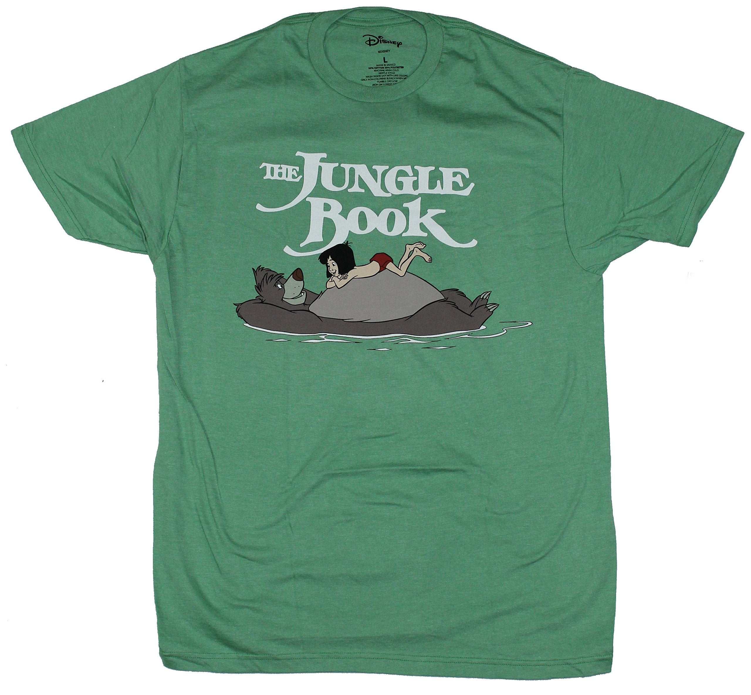 The Jungle Book Mens T-Shirt - Mogwli Riding Balloon With Smiling Gaze