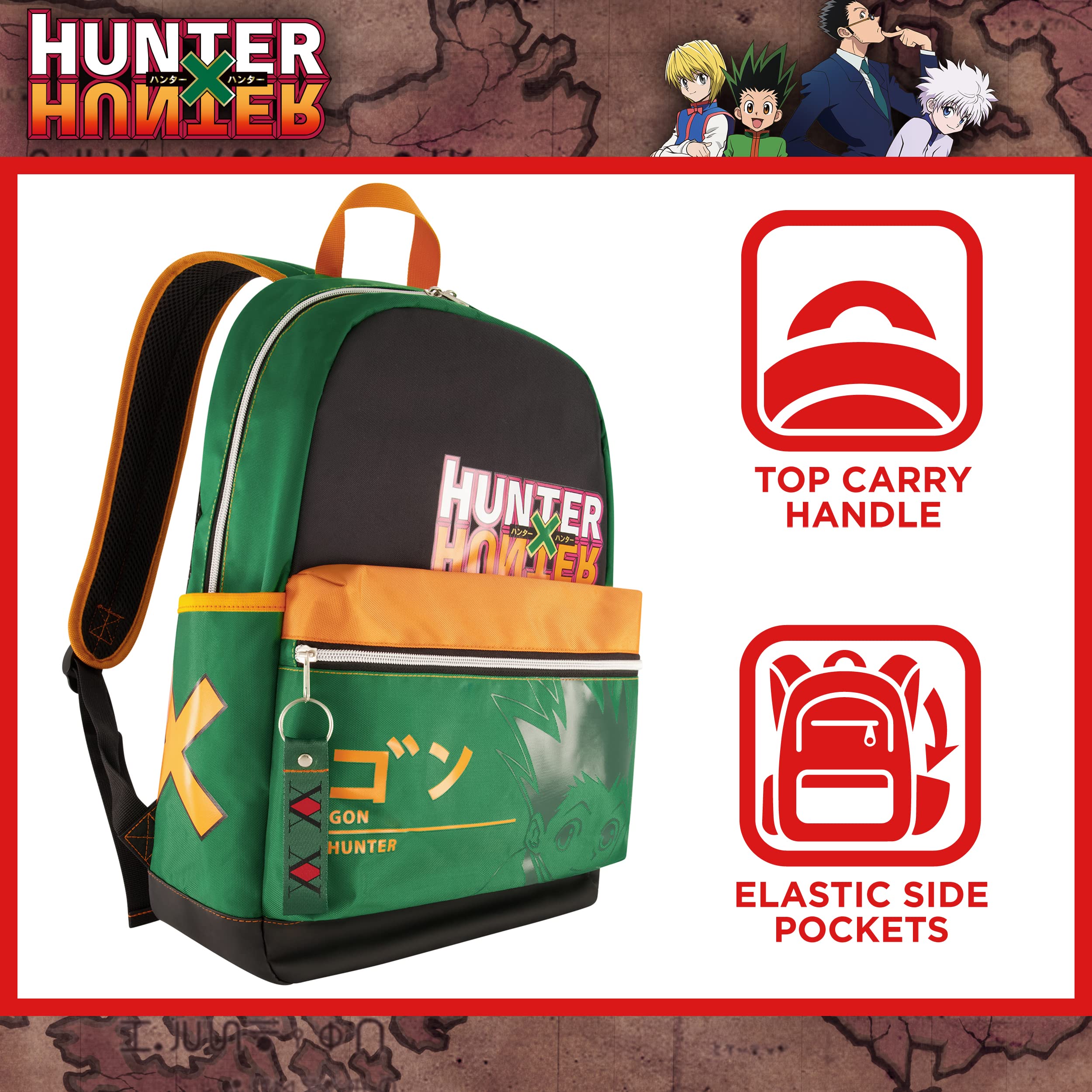 Hunter x Hunter 13 Inch Sleeve Laptop Backpack, Padded Computer Bag for Commute or Travel, Green