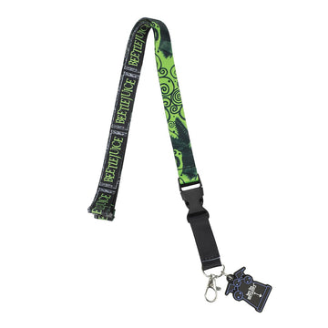 Beetlejuice Green Logo 22-inch Lanyard with Clear ID Sleeve and Rubber Charm