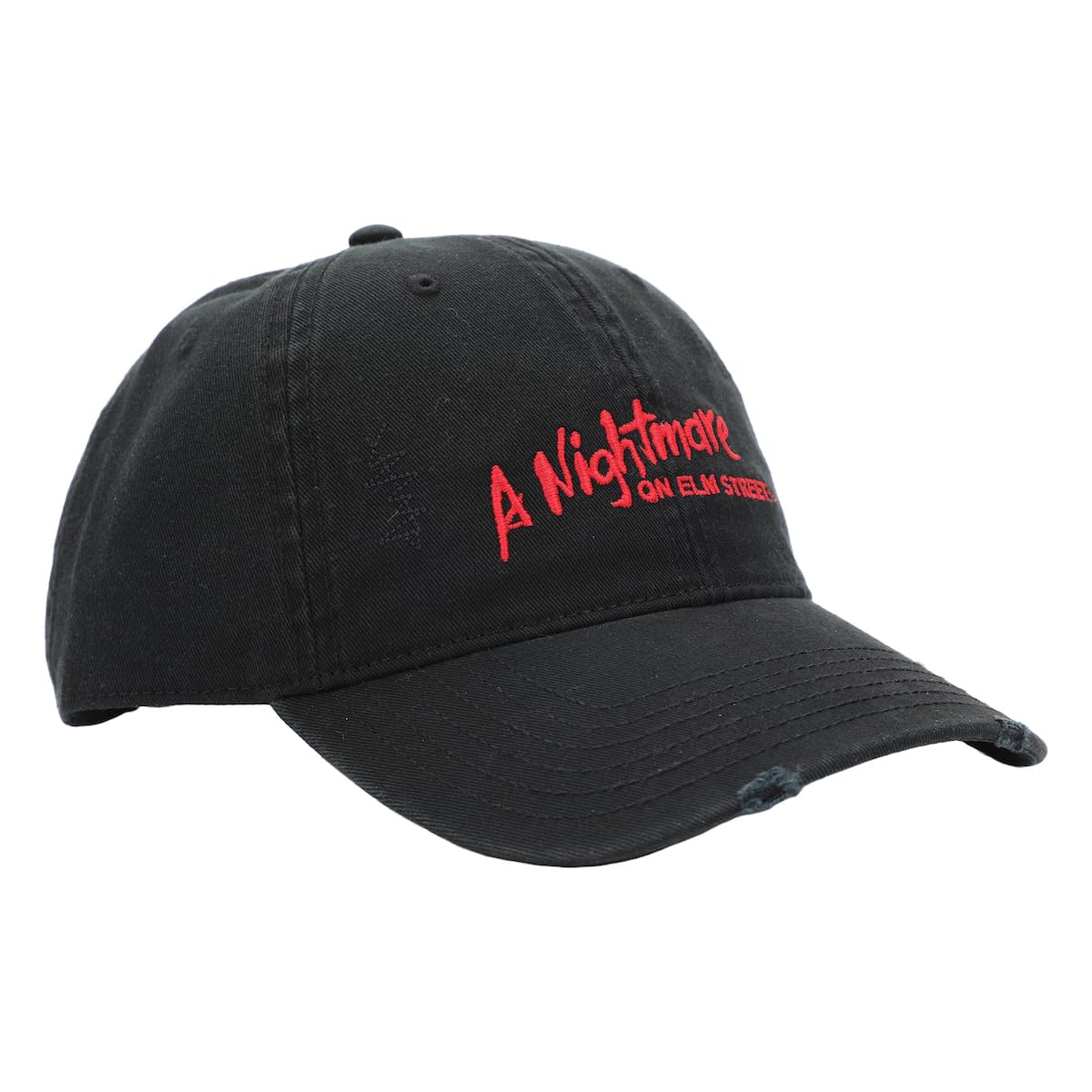 A Nightmare On Elm Street Logo Men's Black Distressed Dad Hat
