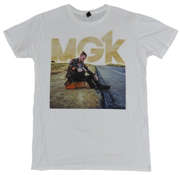 Machine Gun Kelly MGK Mens T-Shirt - Sitting By The Road Under Name Photo Image