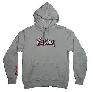 Venom Mens Pullover Hoodie - Long Tongue Kanji Back Name Front Design