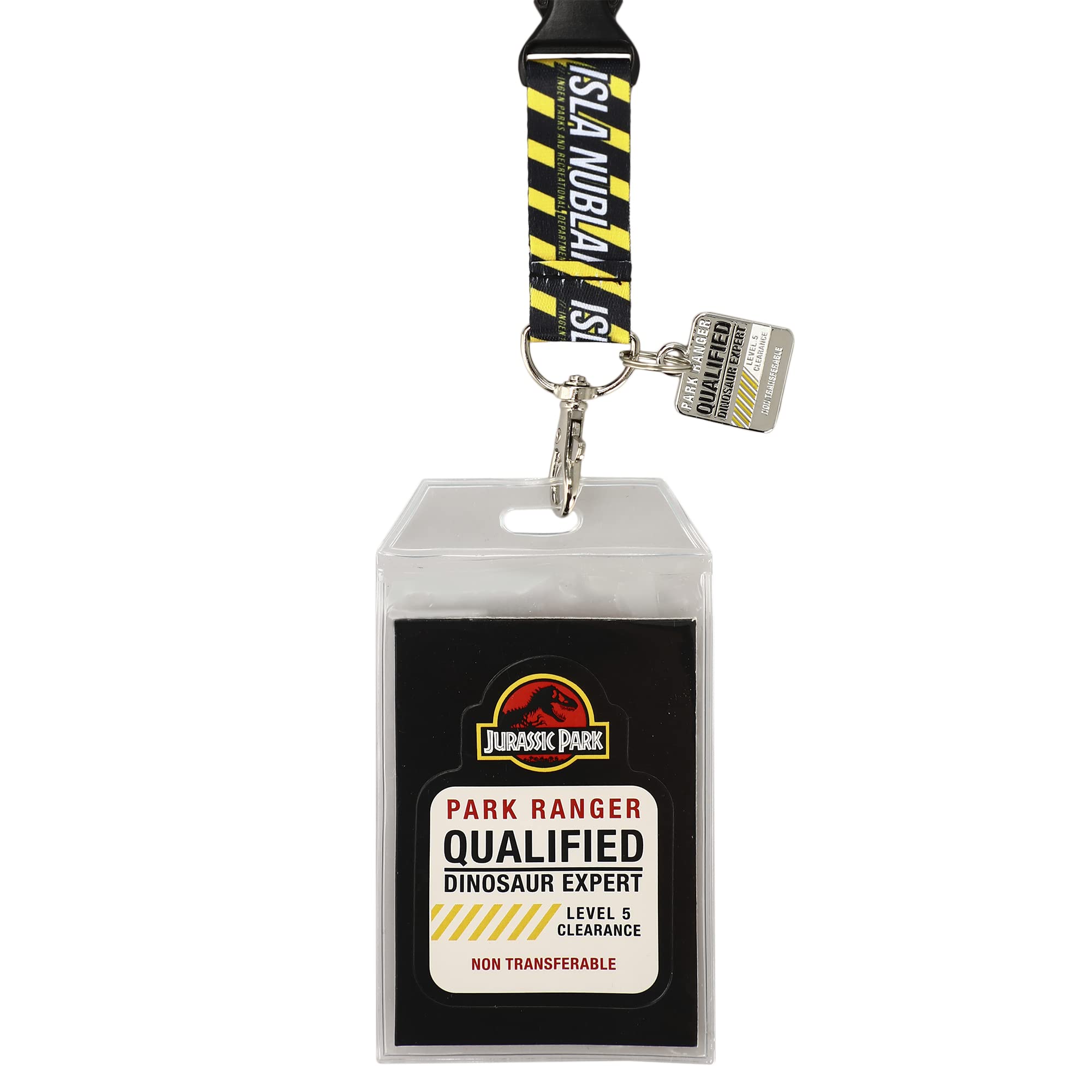 Jurassic Park Ranger Lanyard with Rubber Charm and Clear ID Sleeve