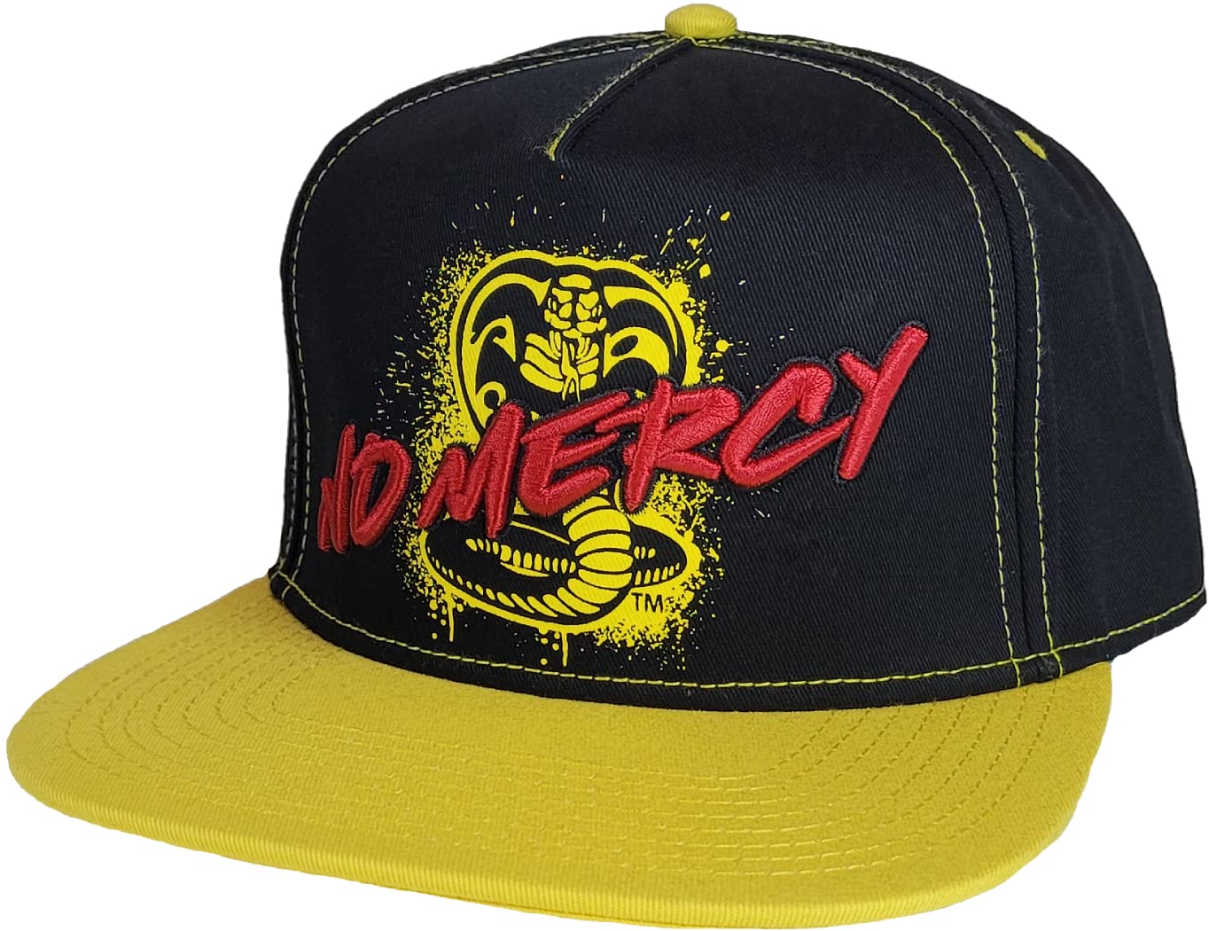 Ripple Junction Cobra Kai Snapback Hat Dojo Logo No Mercy Graffiti Structured Flat Bill Officially Licensed Black