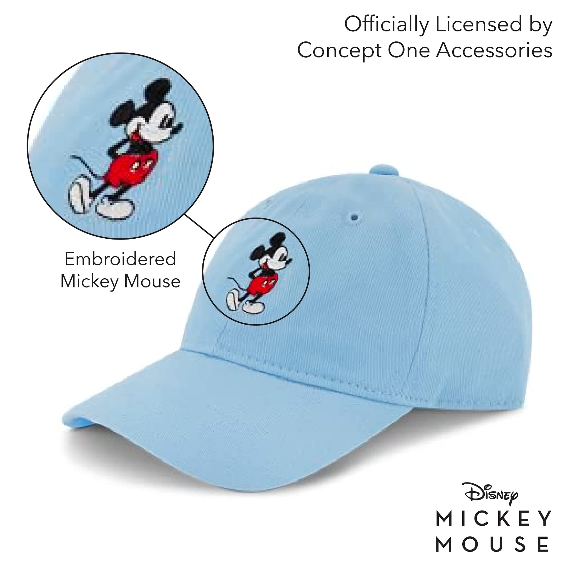Disney Mickey Mouse Baseball Hat, Washed Twill Cotton Adjustable Dad Cap