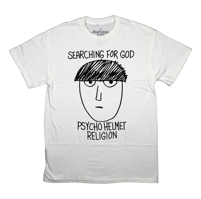Mob Psycho Mens T-Shirt - Searching For God Psycho Helmet Religion