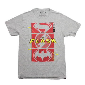 The Flash Mens T-Shirt - Past Present Future Superman  Batman Logos