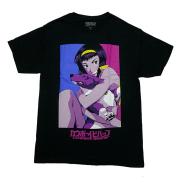 Cowboy Bebop Mens T-Shirt -  Faye Valentine Hugging Ein All Purple