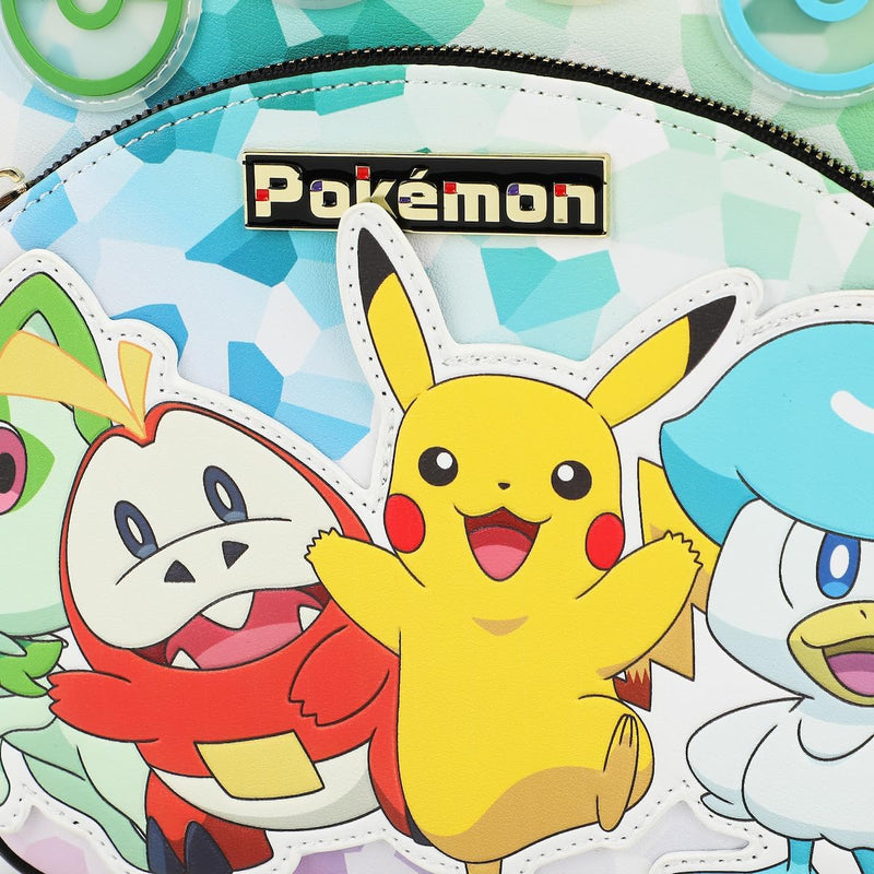 Bioworld Pokemon Sprigatito Fuecoco Pikachu & Quaxly 11.5 Tie-Dye Mini Backpack