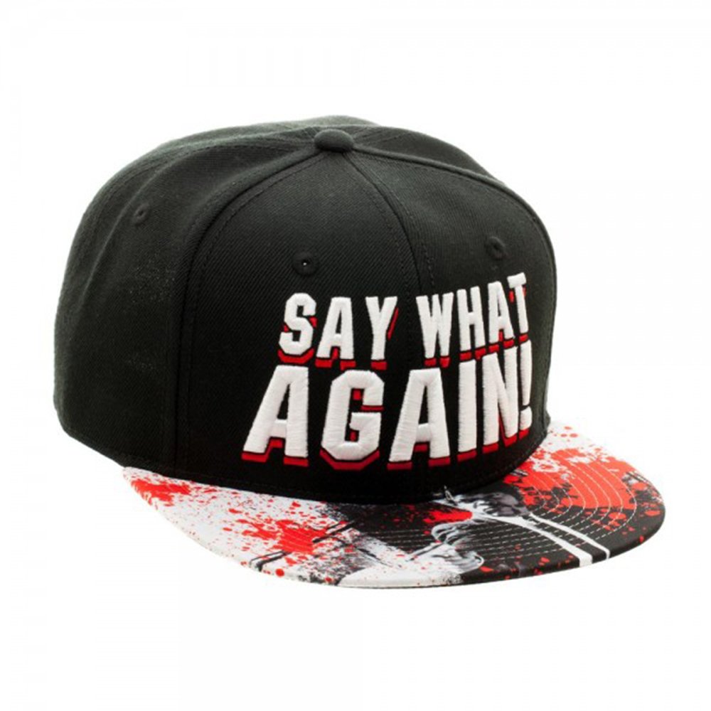PULP FICTION Say What Again Embroidered Snapback Hat Black