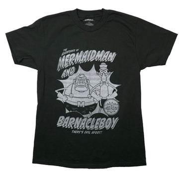 Spongebob Squarepants Mens T-Shirt - Grayscale Mermaidman & Barnacle Boy